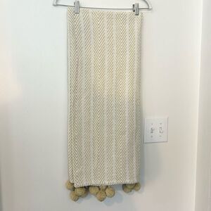Pier 1 Chevron Pattern Pom Pom Throw Blanket 50”x60”